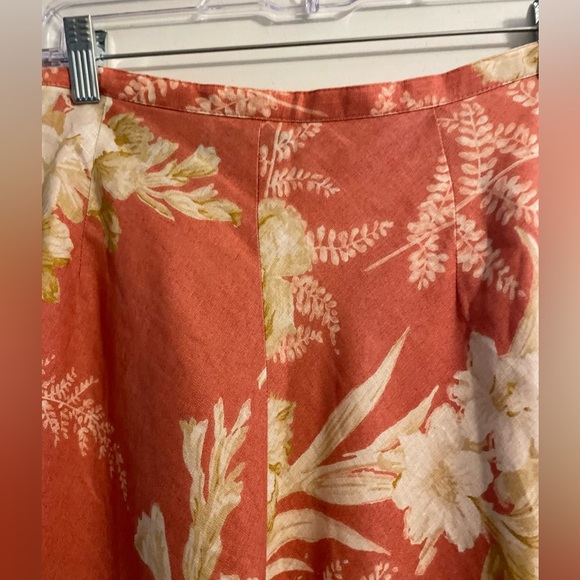 100% Linen Floral Cottage-core A Line Midi Skirt Size 12 Petite - Picture 7 of 10